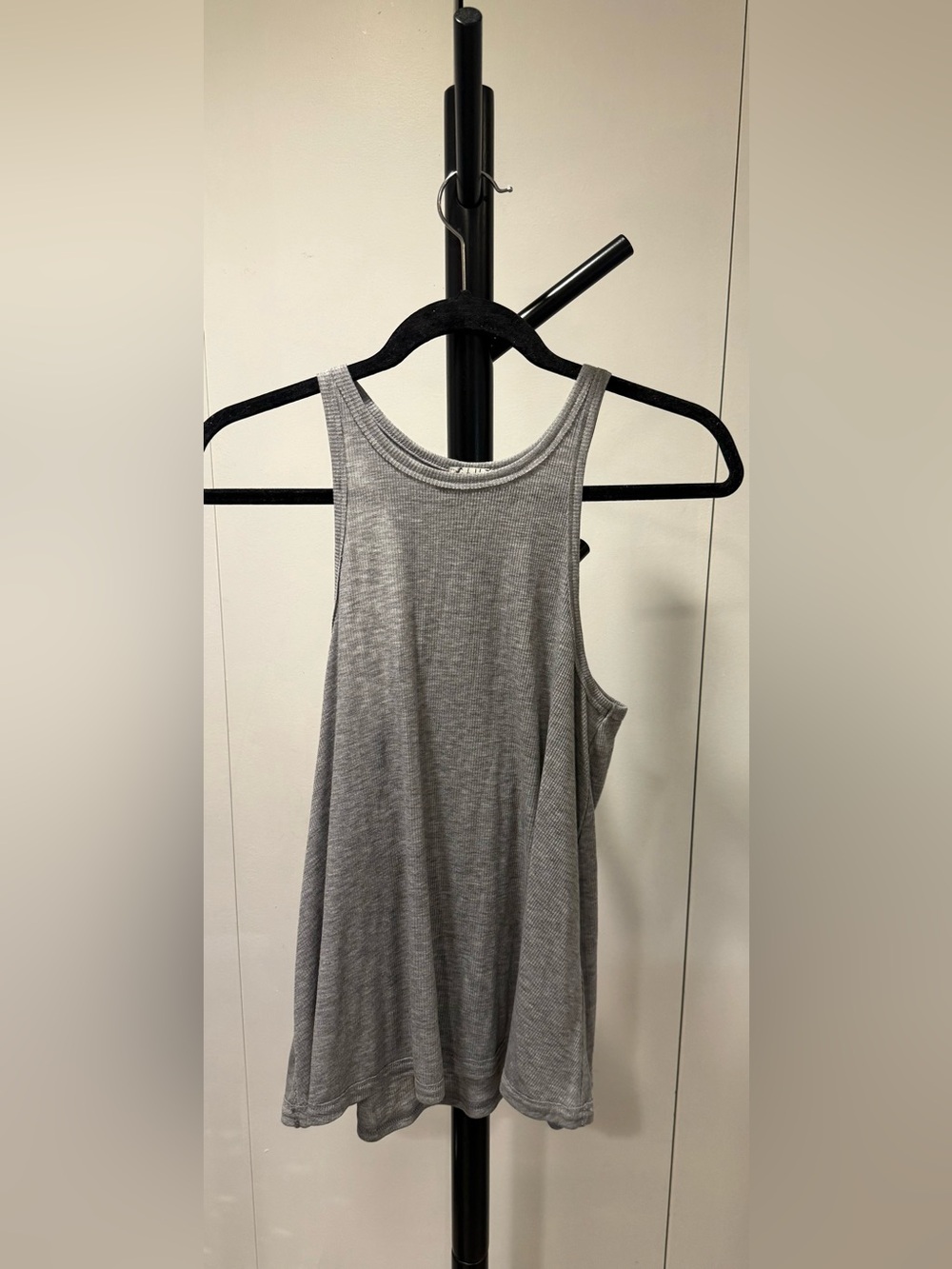 Free People Gray Ribbed Racerback Tank Top